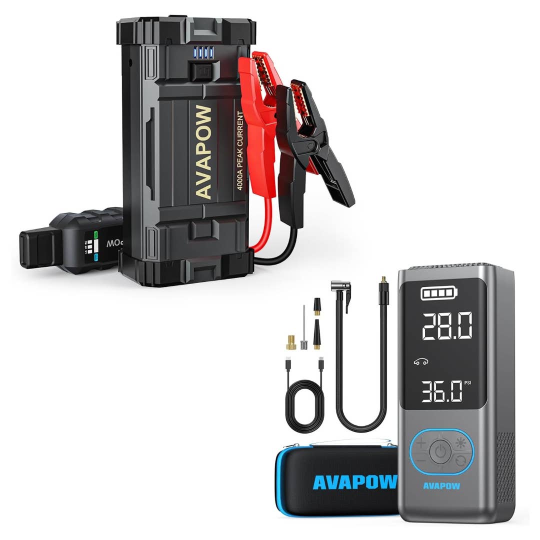 Avapow A58 jumper box + AP18 tire inflator bundle