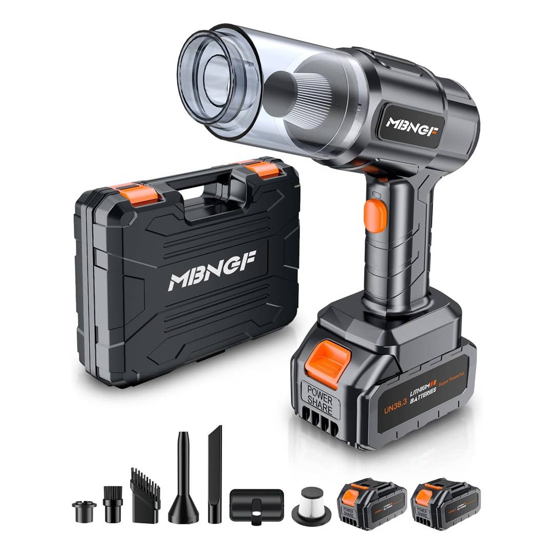 the MBNGF Portable Handheld Car Vacuum, seen here, is now on sale on Amazon.