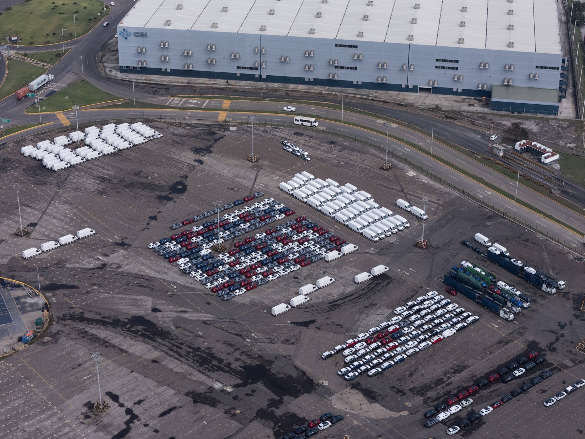 Vehicles prepared for export at the Port of Veracruz in Veracruz, Mexico, on Tuesday, Feb. 4, 2025. Auto shares around the world slumped early this week after US President Donald Trump's new tariffs threatened to cut into sales from factories in Mexico and Canada. Photographer: Victoria Razo/Bloomberg via Getty Images
