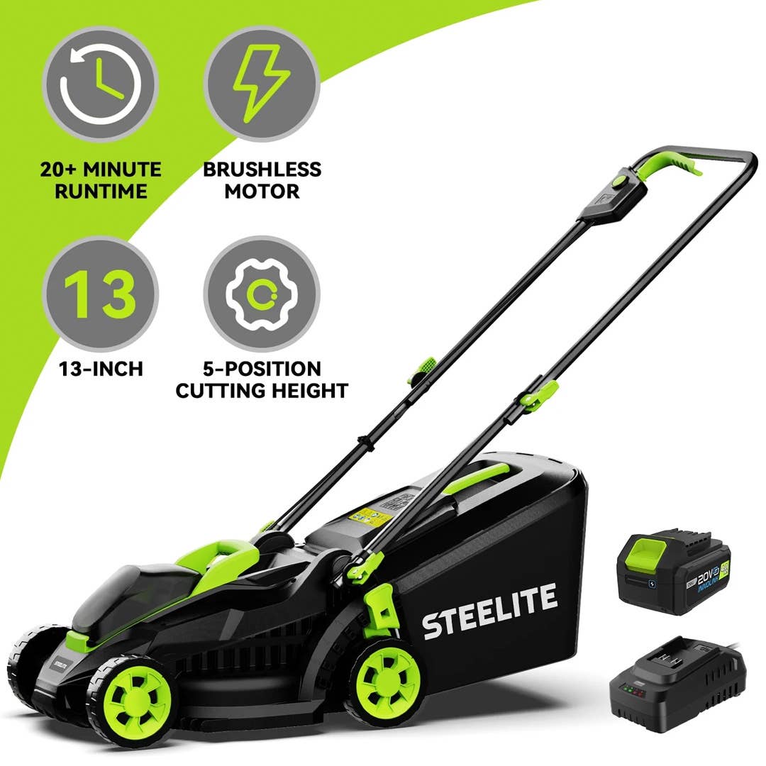 The Steelite 13-Inch Cordless Lawn Mower is on sale right now at Walmart