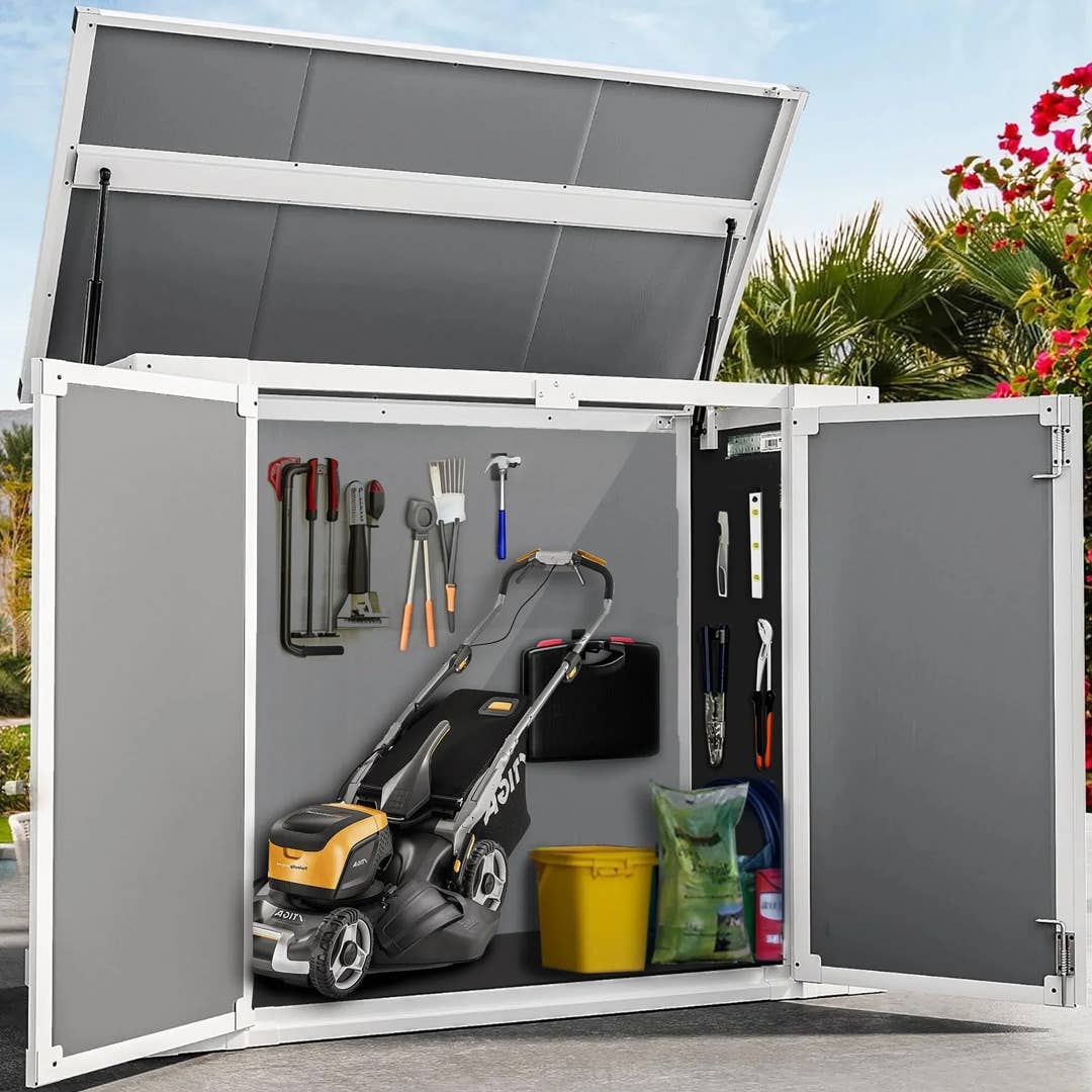 The Syngar 306 Gallon Resin Outdoor Storage Shed is on sale right now at Walmart