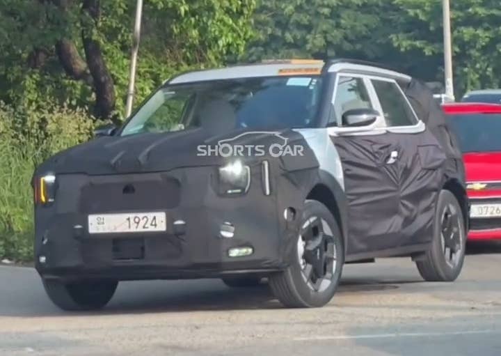 Kia EV5 GT Spy Shots front quarter road