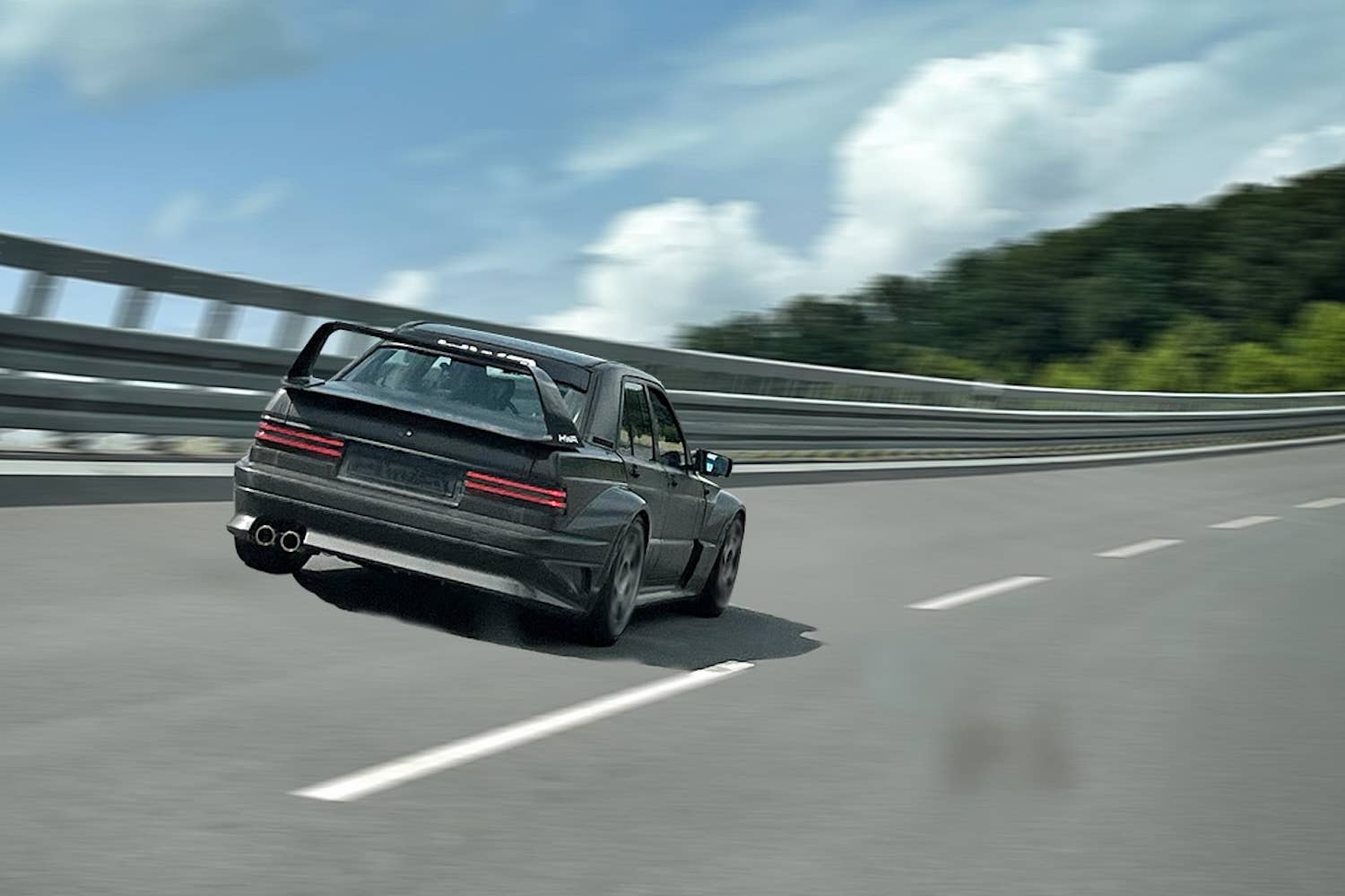 HWA Evo Mercedes-Benz 190E Restomod rear on-track