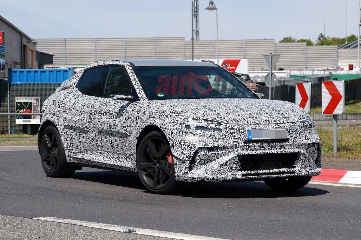 Genesis GV60 Magma Spy Shot front quarter right
