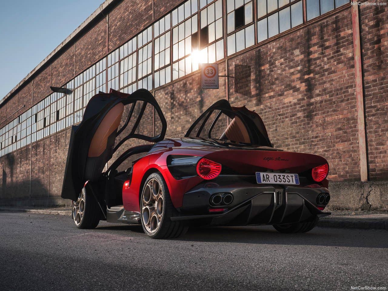 2024 Alfa Romeo 33 Stradale rear quarter doors open