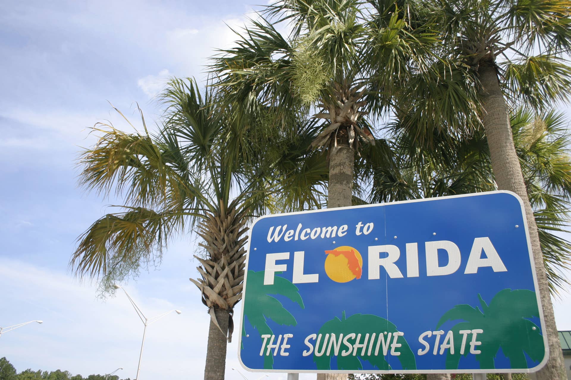 Welcome to Florida state line sign