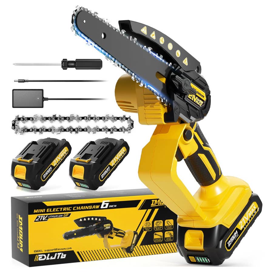 The Imoumlive 6-Inch Mini Chainsaw is on sale now at Amazon.