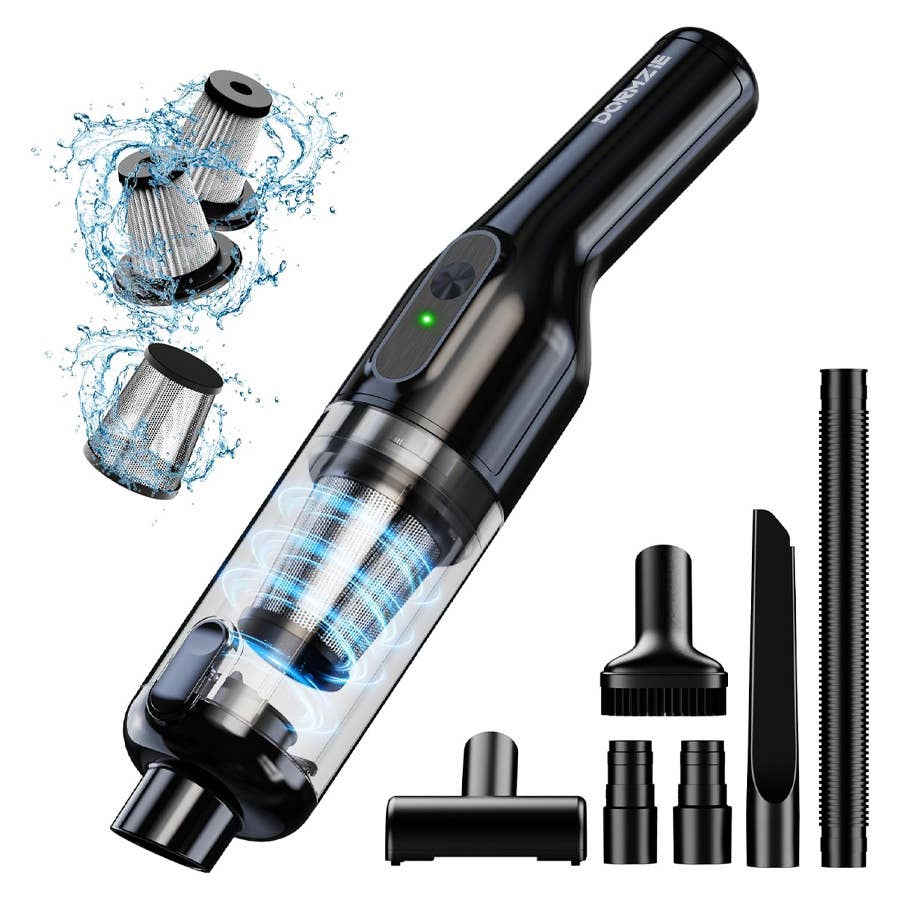 The Dormzie Cordless Handheld Car Vacuum ison sale now at Amazon.