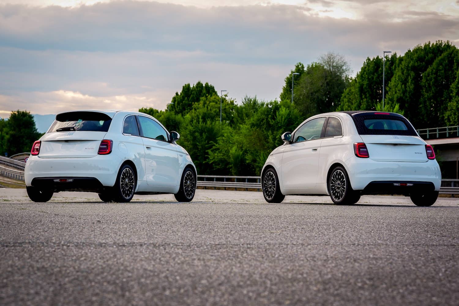 New Fiat 500 Hybrid rear quarter group shot