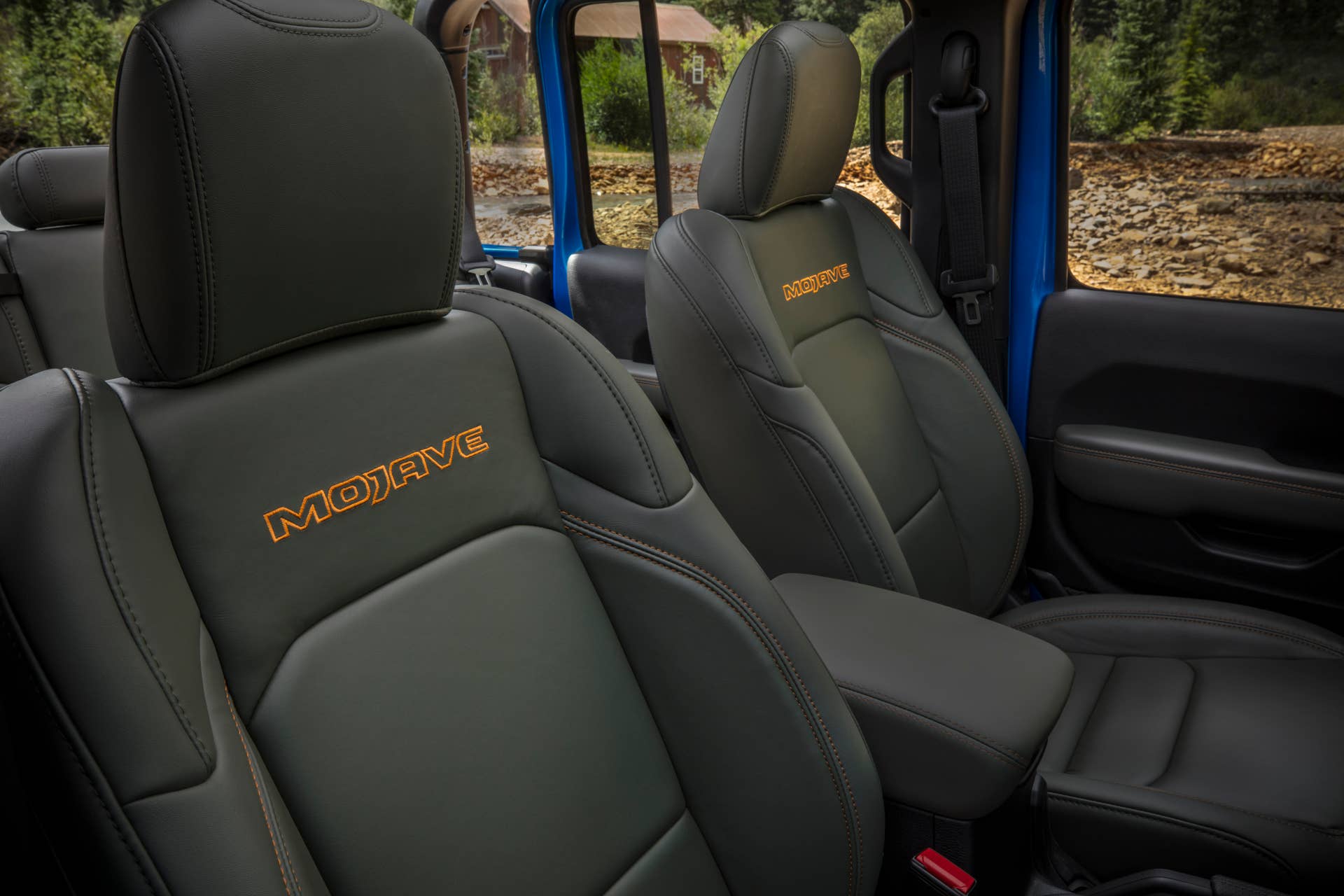 2025 Jeep® Gladiator Mojave X black interior front seats