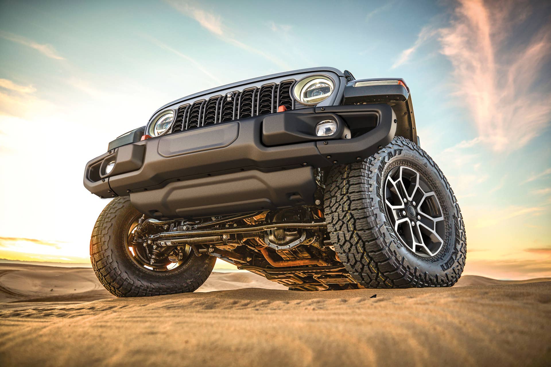 2025 Jeep Gladiator Mojave X front underbody suspension view