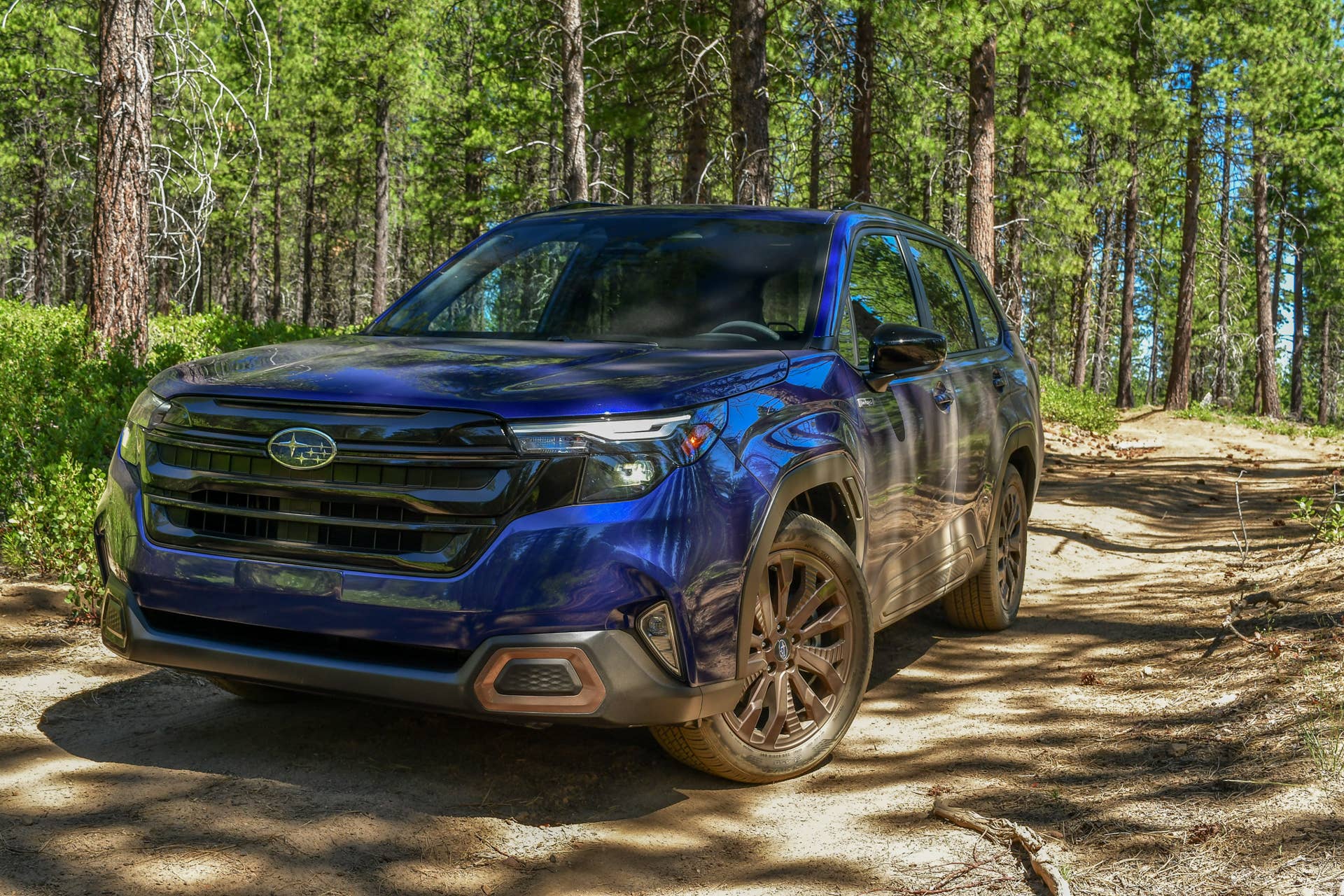 The front end of the Forester hybrid off-road