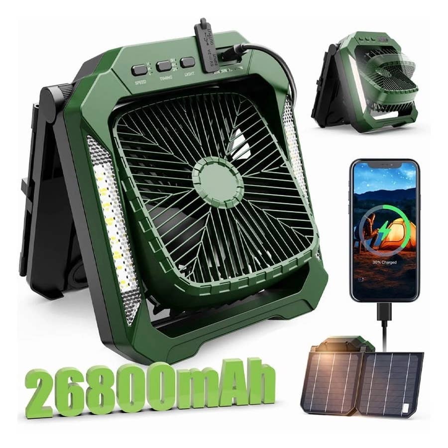 The Veubew Camping Fan with LED Lantern is on sale now at Walmart.
