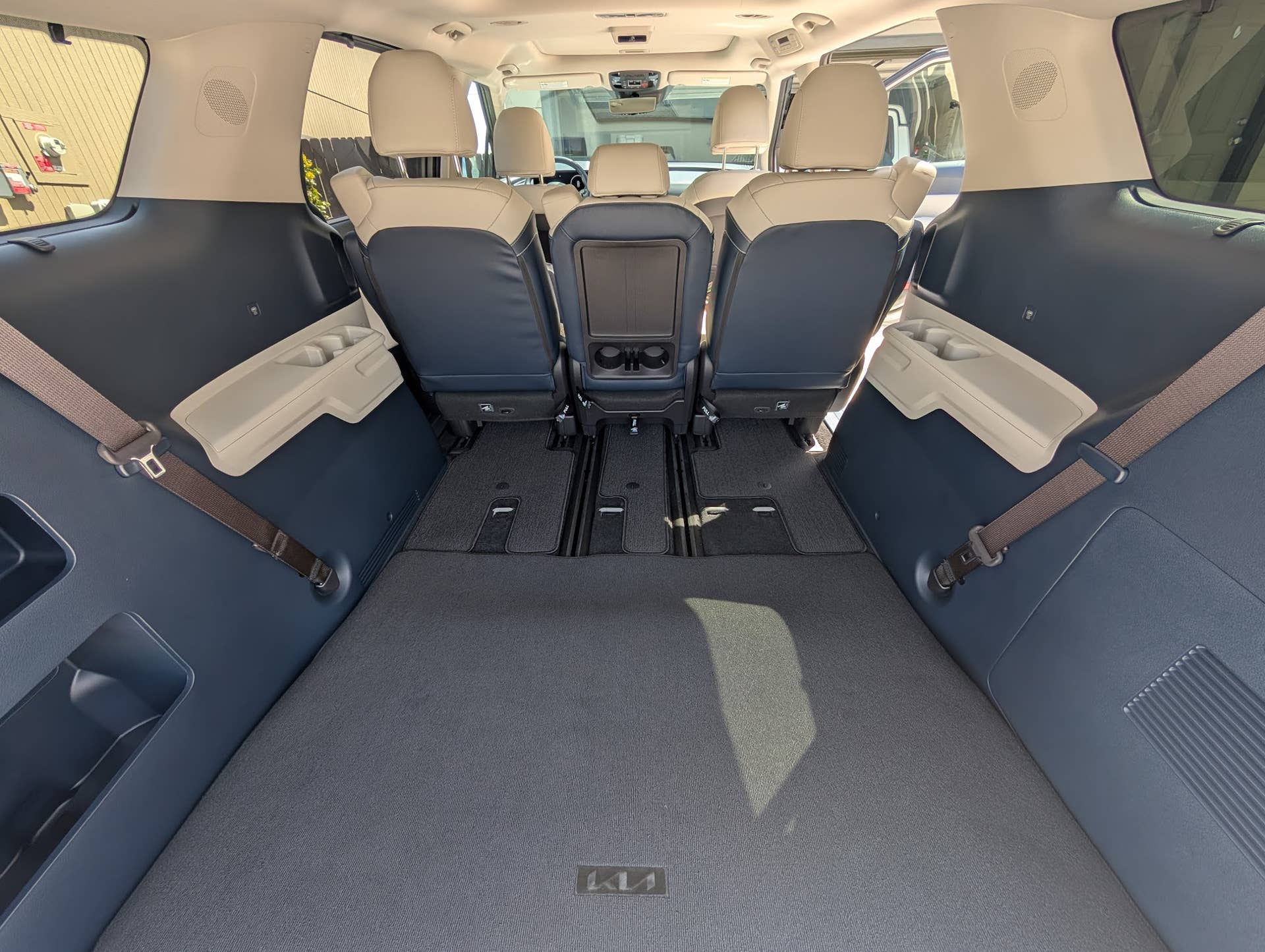 The rear cargo space in the Kia Carnival