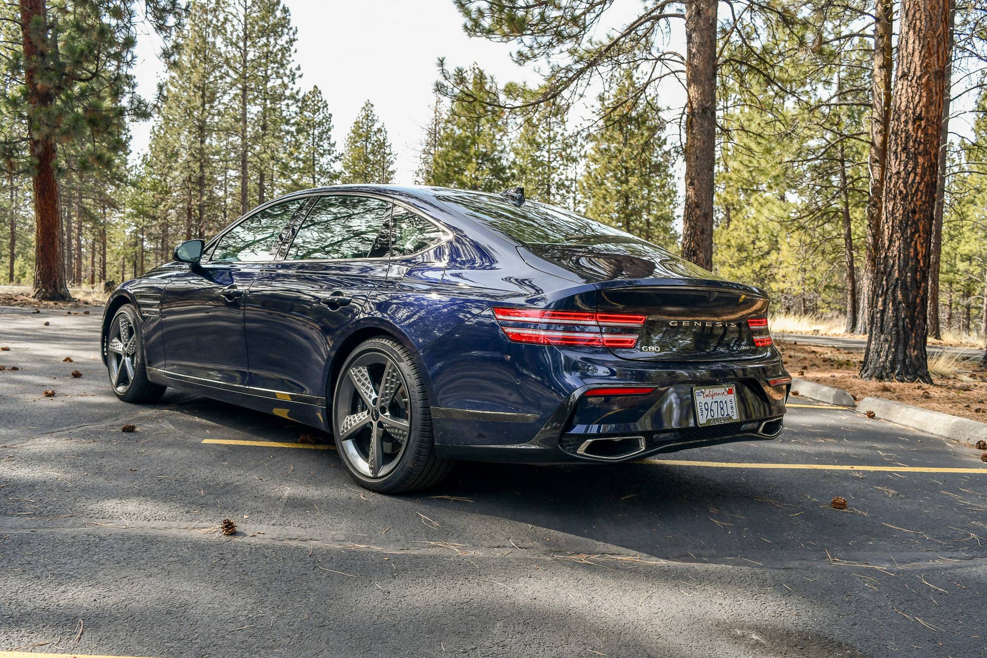The rear end of the 2025 Genesis G80 3.5T Sport Prestige
