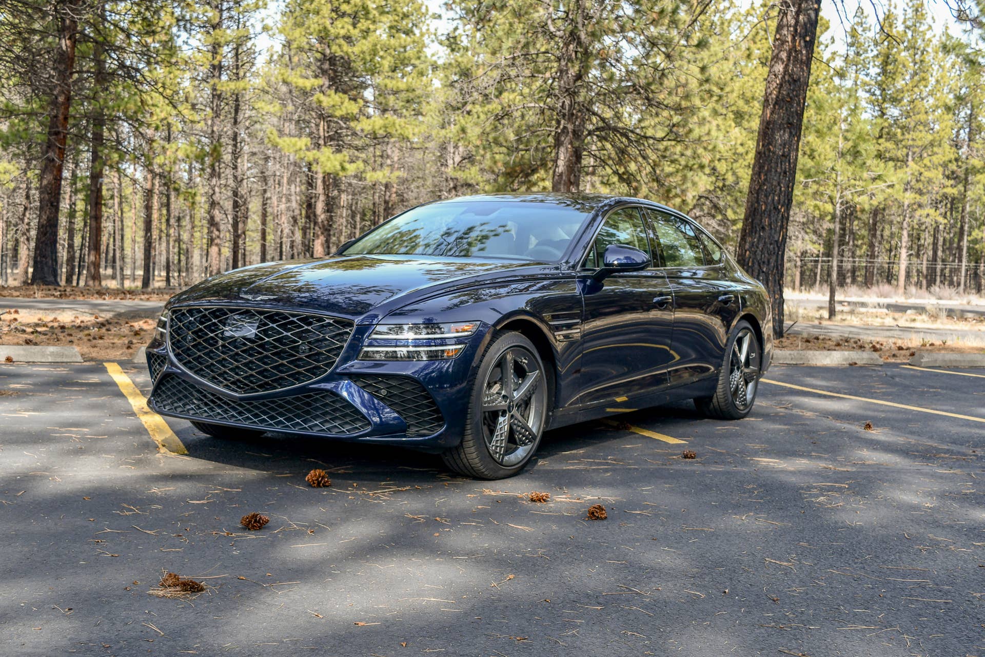 The front end of the 2025 Genesis G80 3.5T Sport Prestige AWD