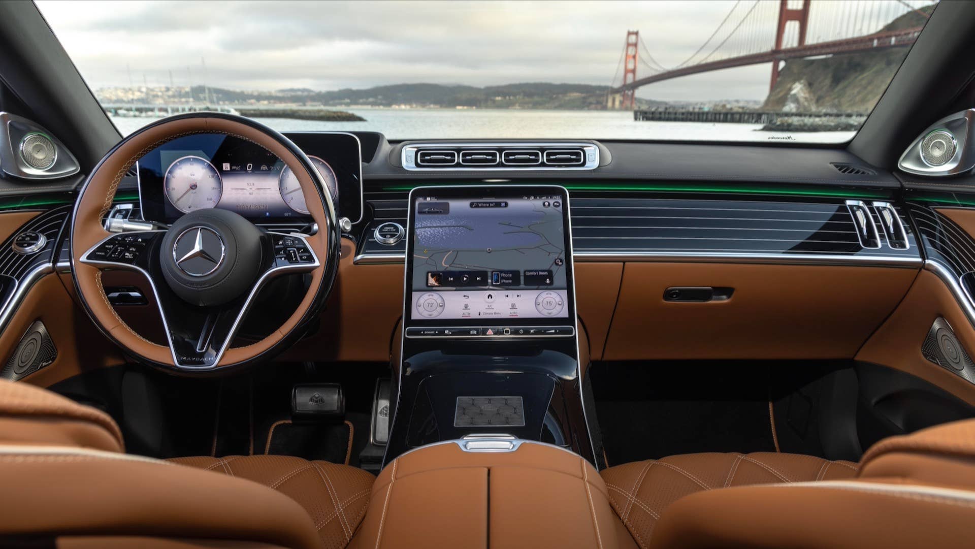 2026 Mercedes-Maybach S 680 Edition Emerald Isle brown interior front cabin