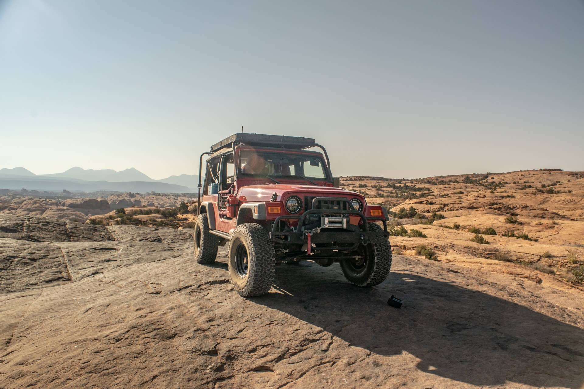 My 2006 Jeep Wrangler LJ at the top of Hell's Revenge in Moab, Utah