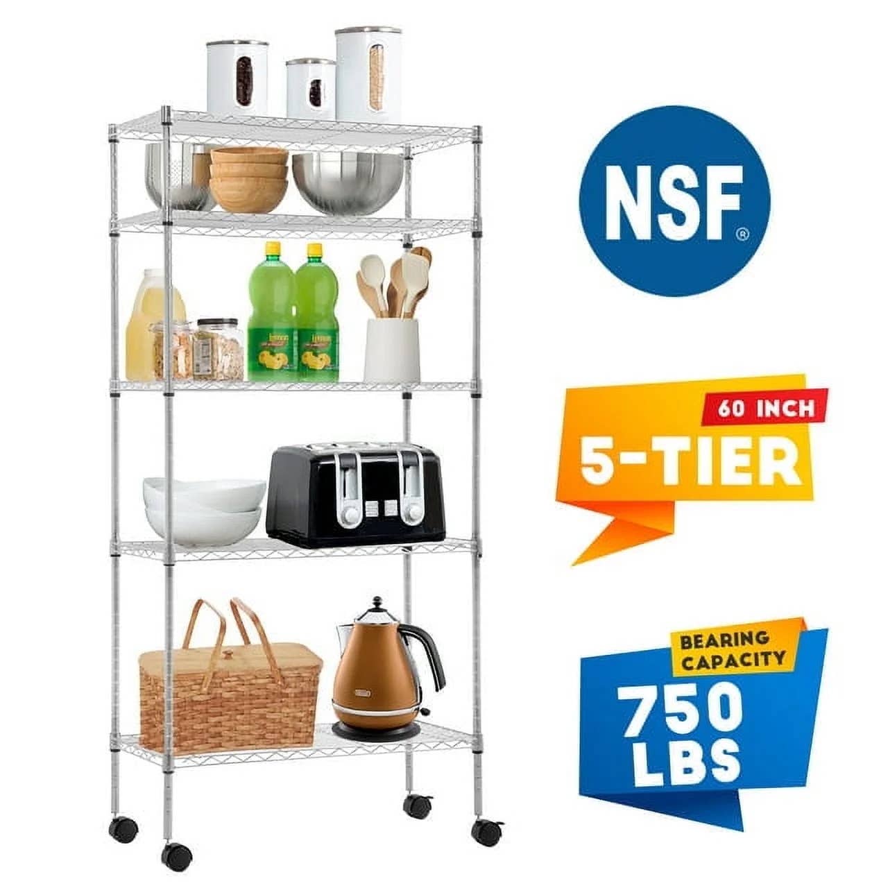 BestOffice Adjustable Shelves with Wheels