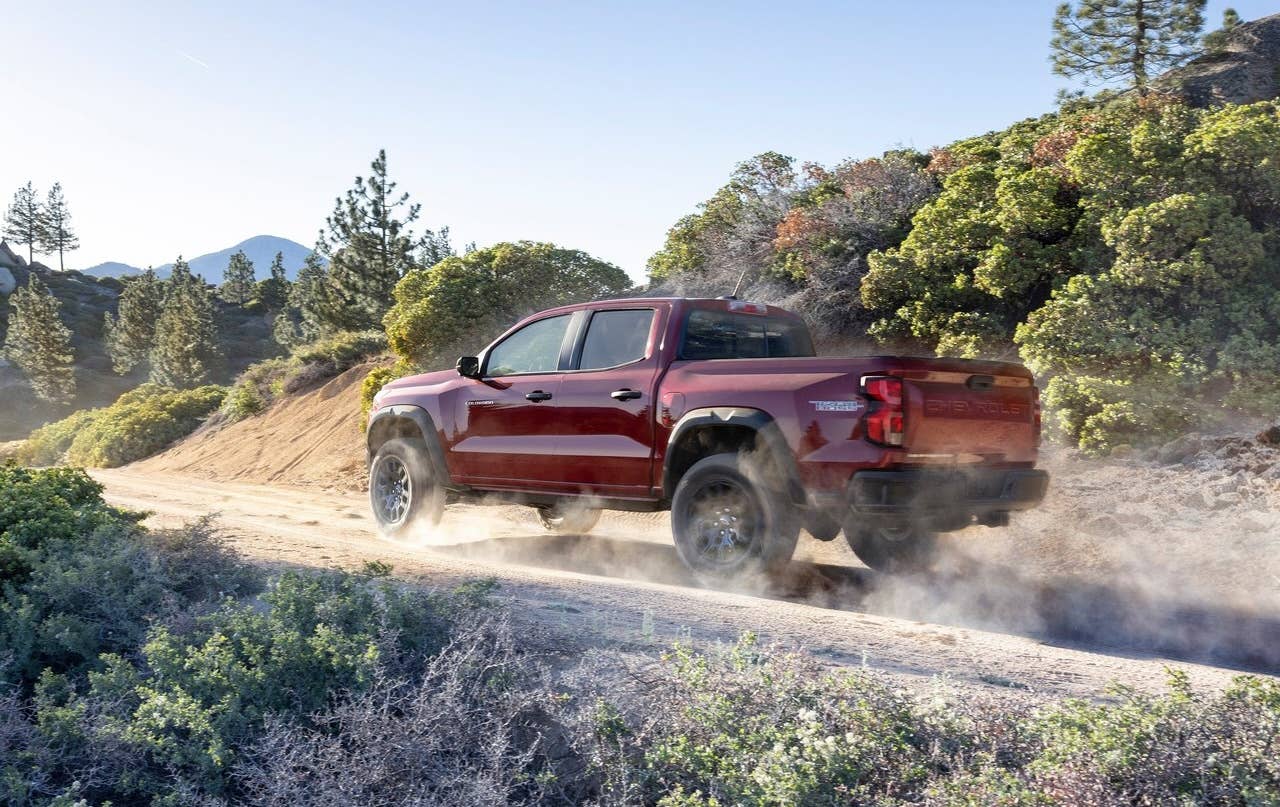 2023 Chevrolet Colorado rear view on the road dynamic