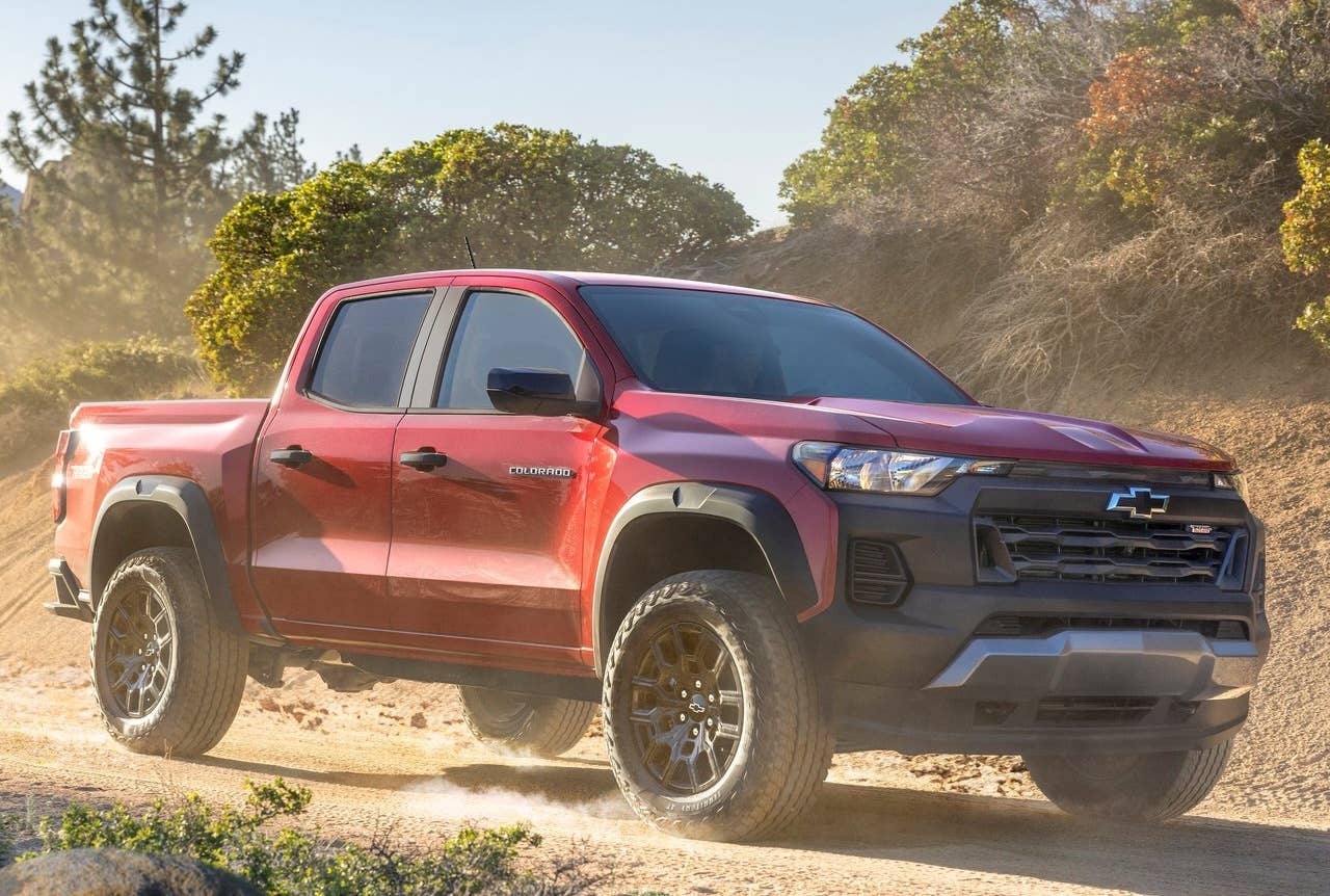 2023 Chevrolet Colorado front quarter view on the road dynamic