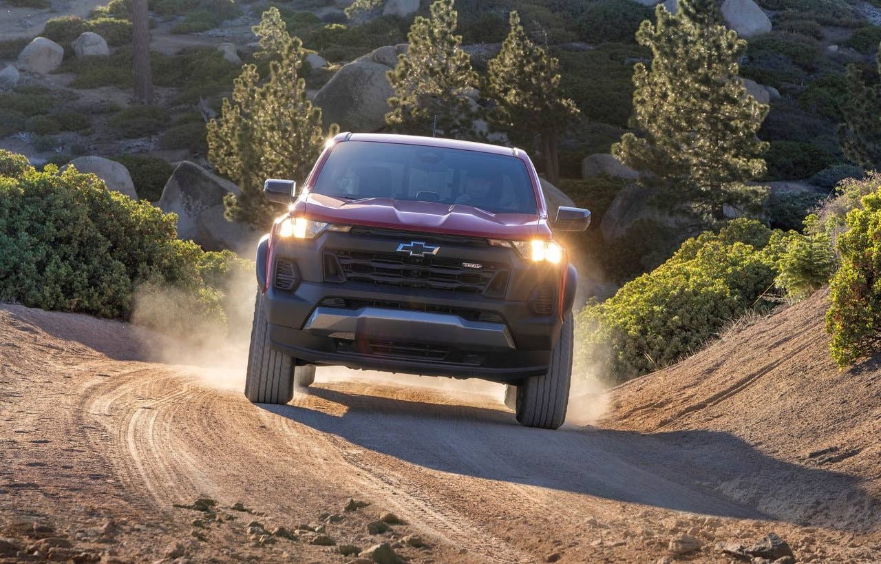 2023 Chevrolet Colorado front view on the road dynamic lights on