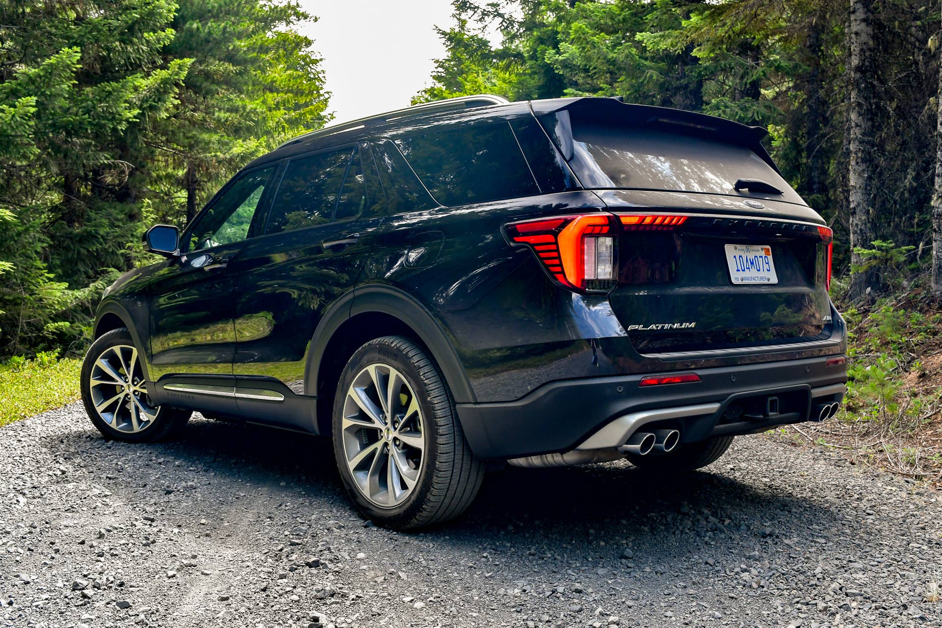 The rear end of the 2025 Ford Explorer Platinum