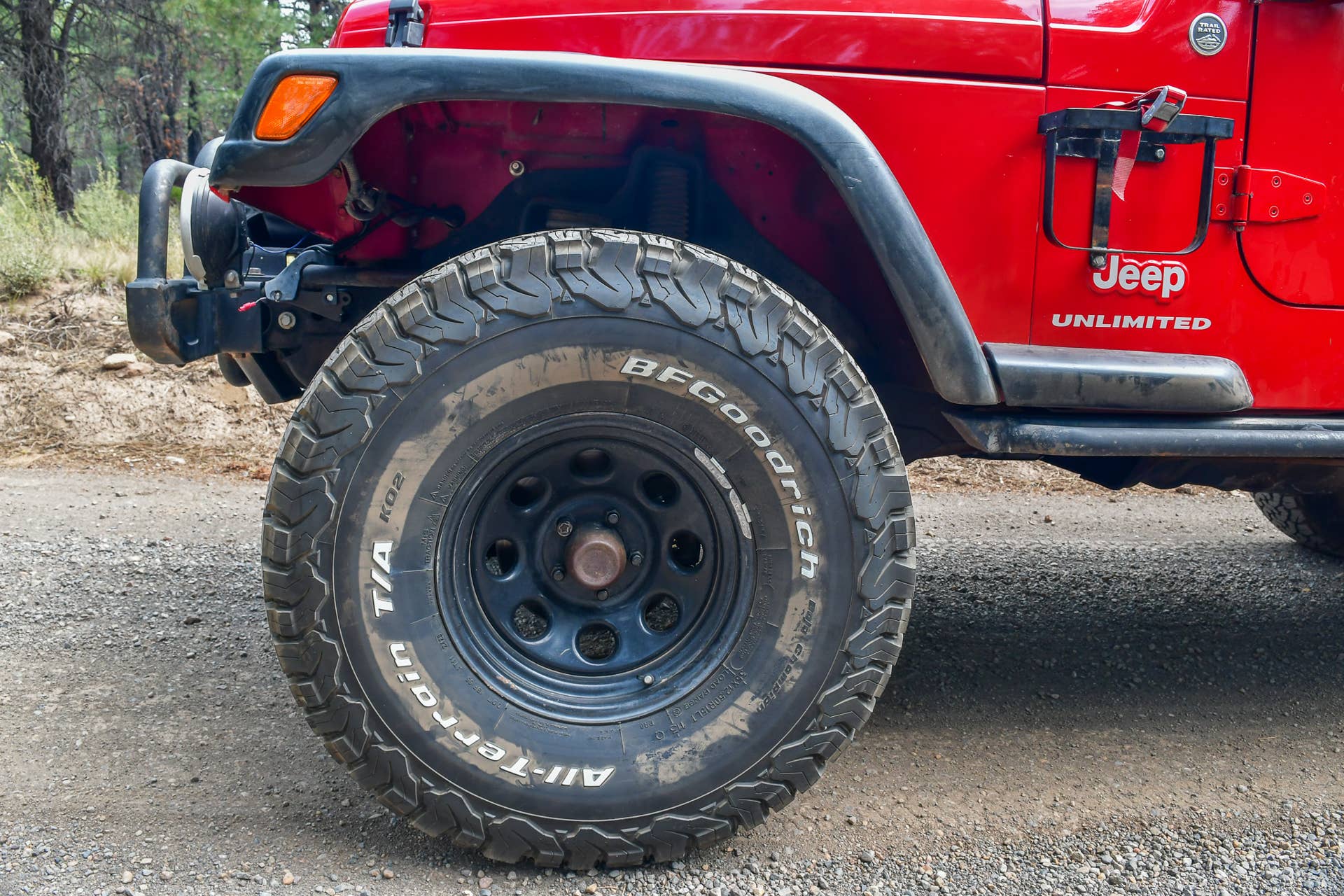 The sidewall of the BFGoodrich KO2 tires