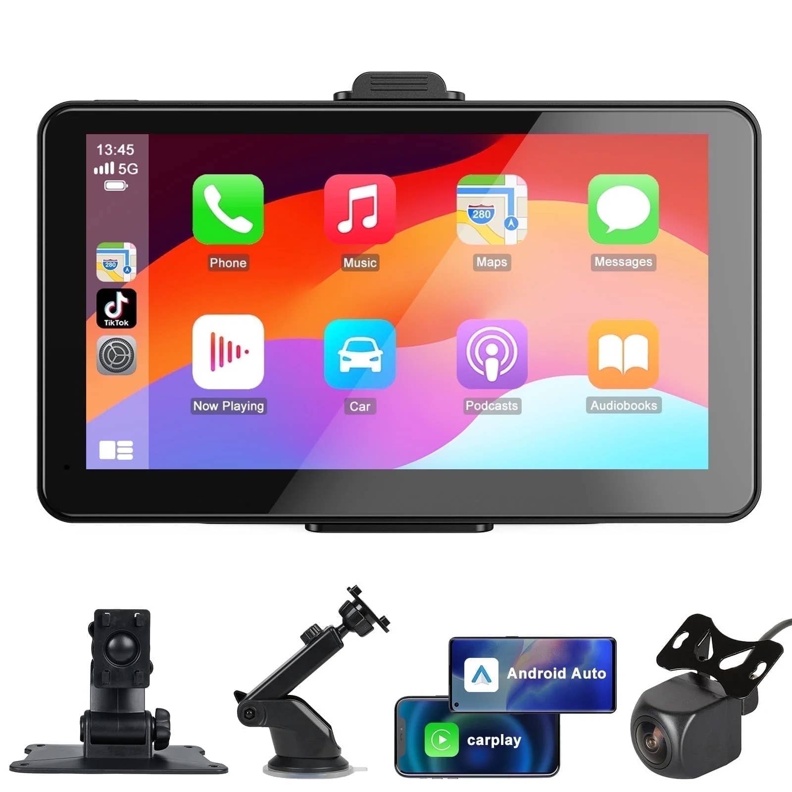 Hompow 7-Inch Wireless Apple CarPlay and Android Auto Touchscreen