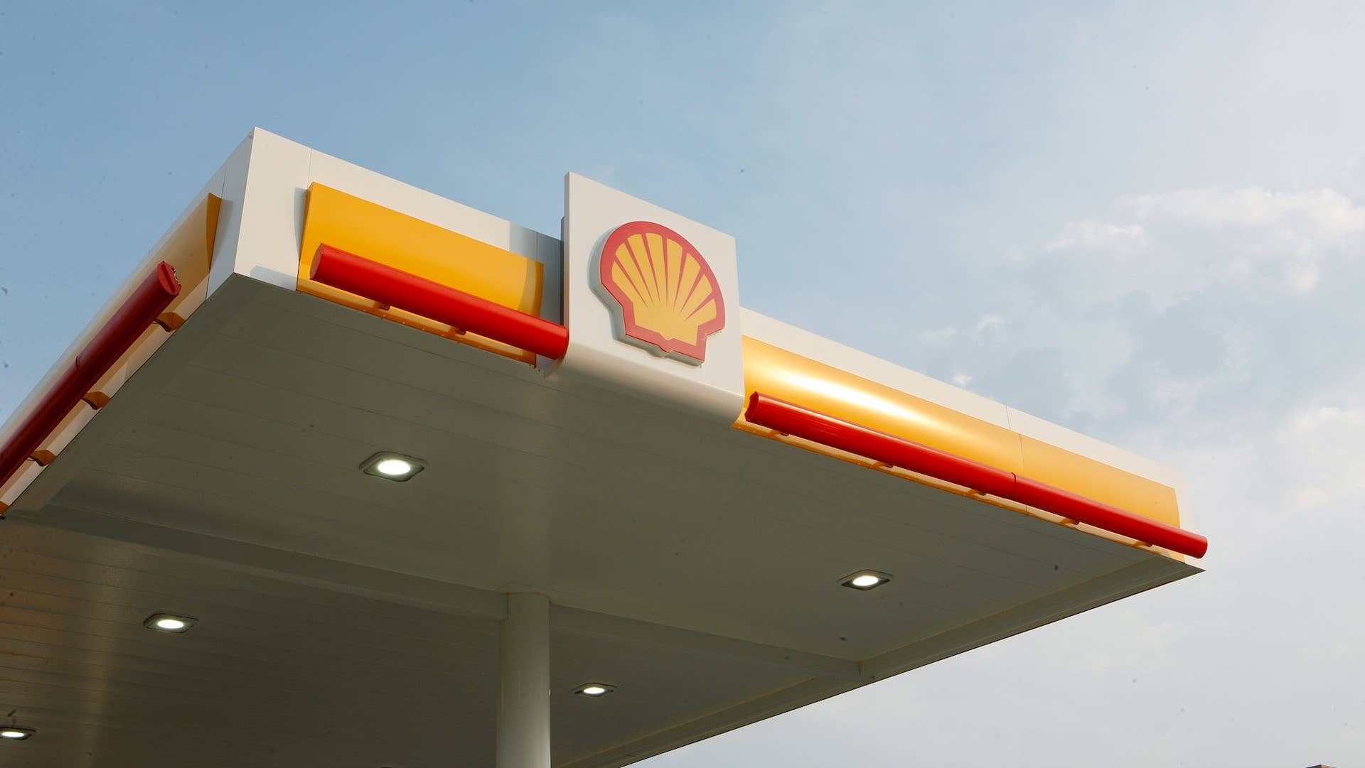 Shell logo on gas station