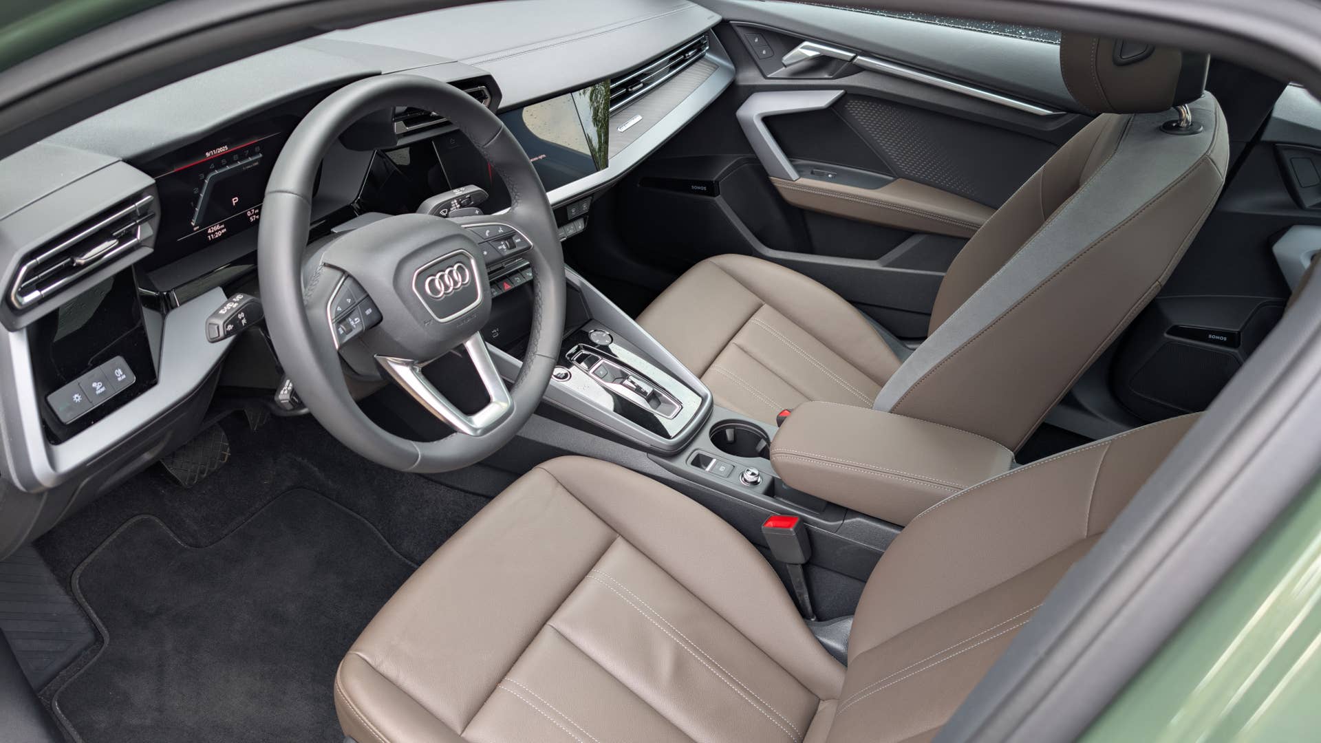 The interior of the 2025 Audi A3 TSFI Quattro Premium Plus S Line