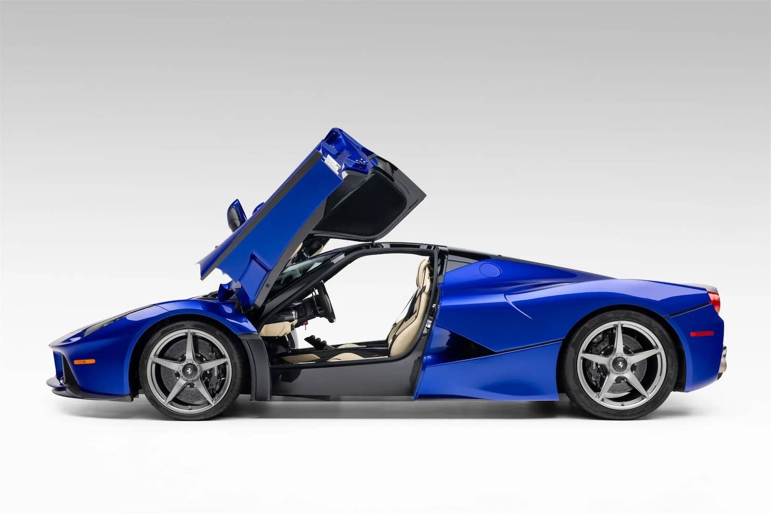 2014 Ferrari LaFerrari Blue Elettrico side profile doors open