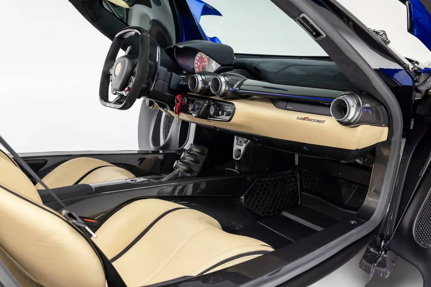 2014 Ferrari LaFerrari Blue Elettrico interior passenger view