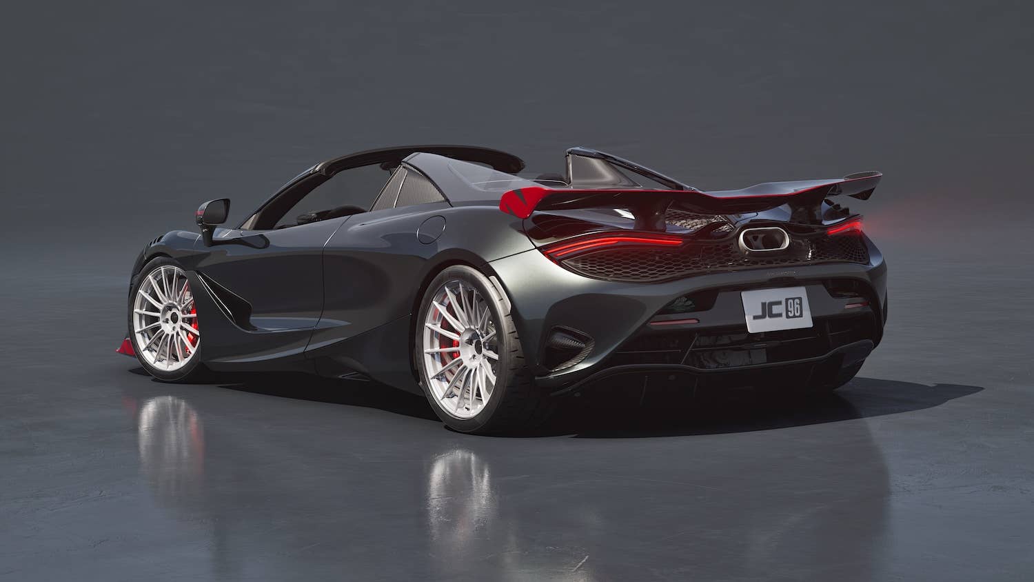 2026 McLaren 750S JC96 in gray rear angled view