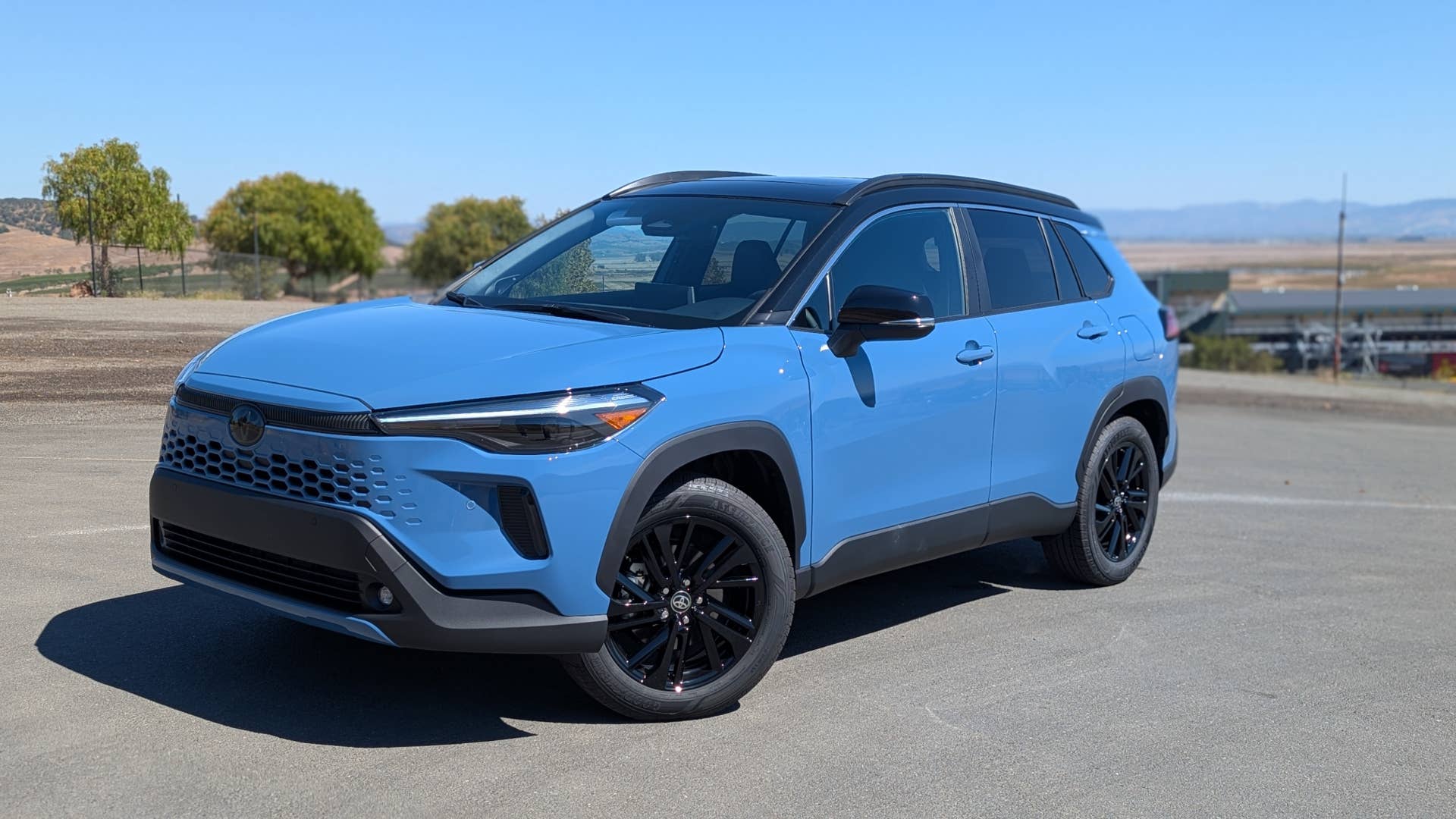 The side quarter of the 2025 Toyota Corolla Cross Hybrid