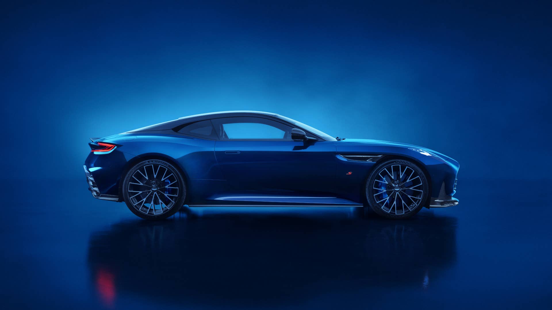 2026 Aston Martin DB12 S Coupe in blue overhead side view