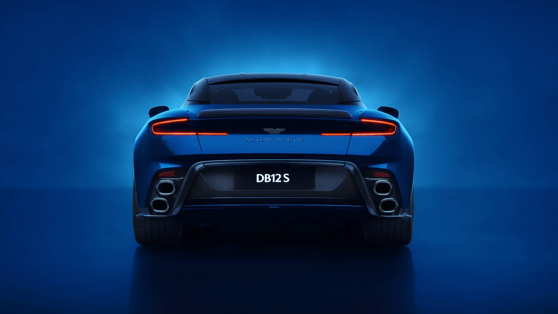 2026 Aston Martin DB12 S Coupe in blue rear view