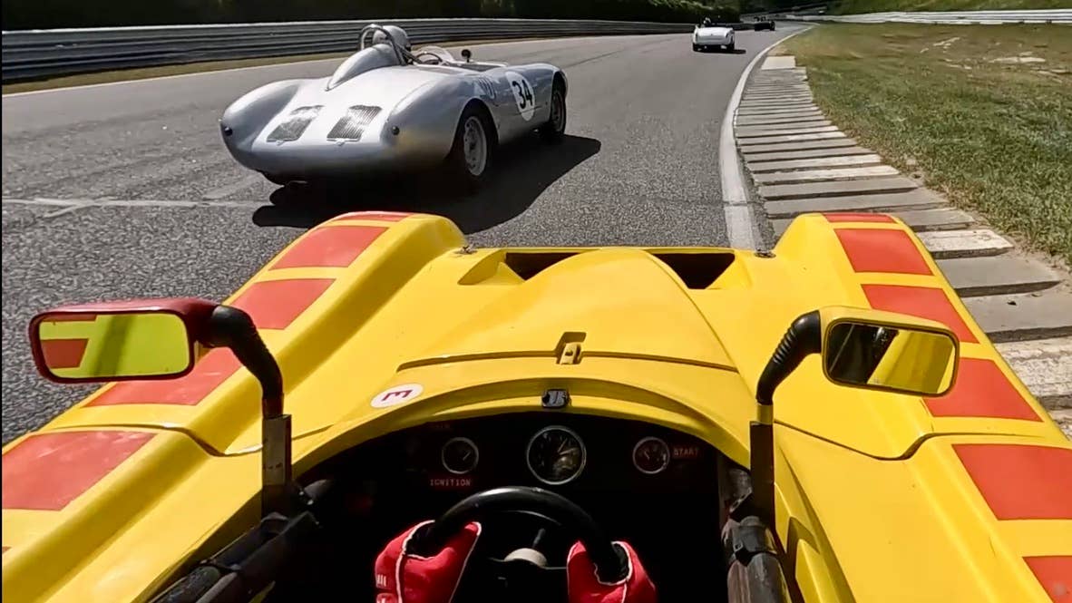 Racing against a Porsche 550 Spyder at the Lime Rock Historic Festival 43