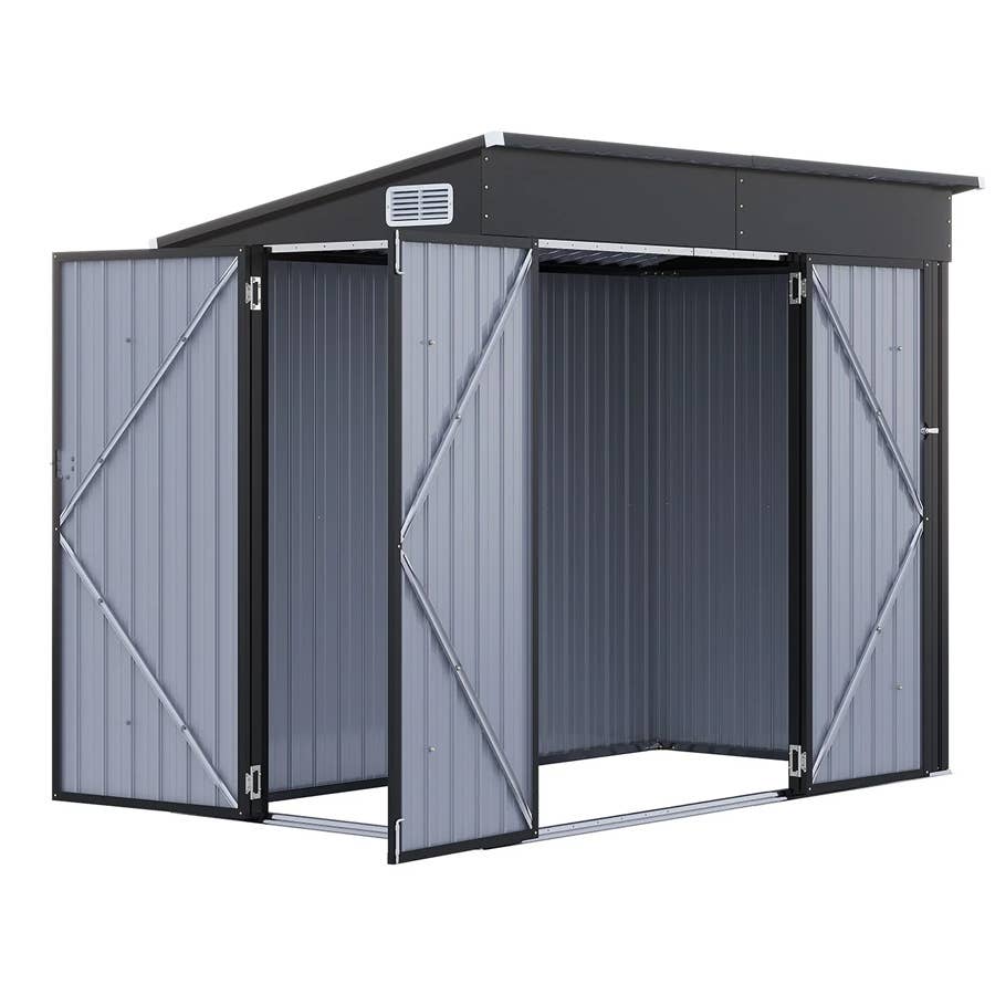 The Sunmthink 8-Foot by 4-Foot Metal Storage Shed with Triple Doors is on sale now at Walmart.