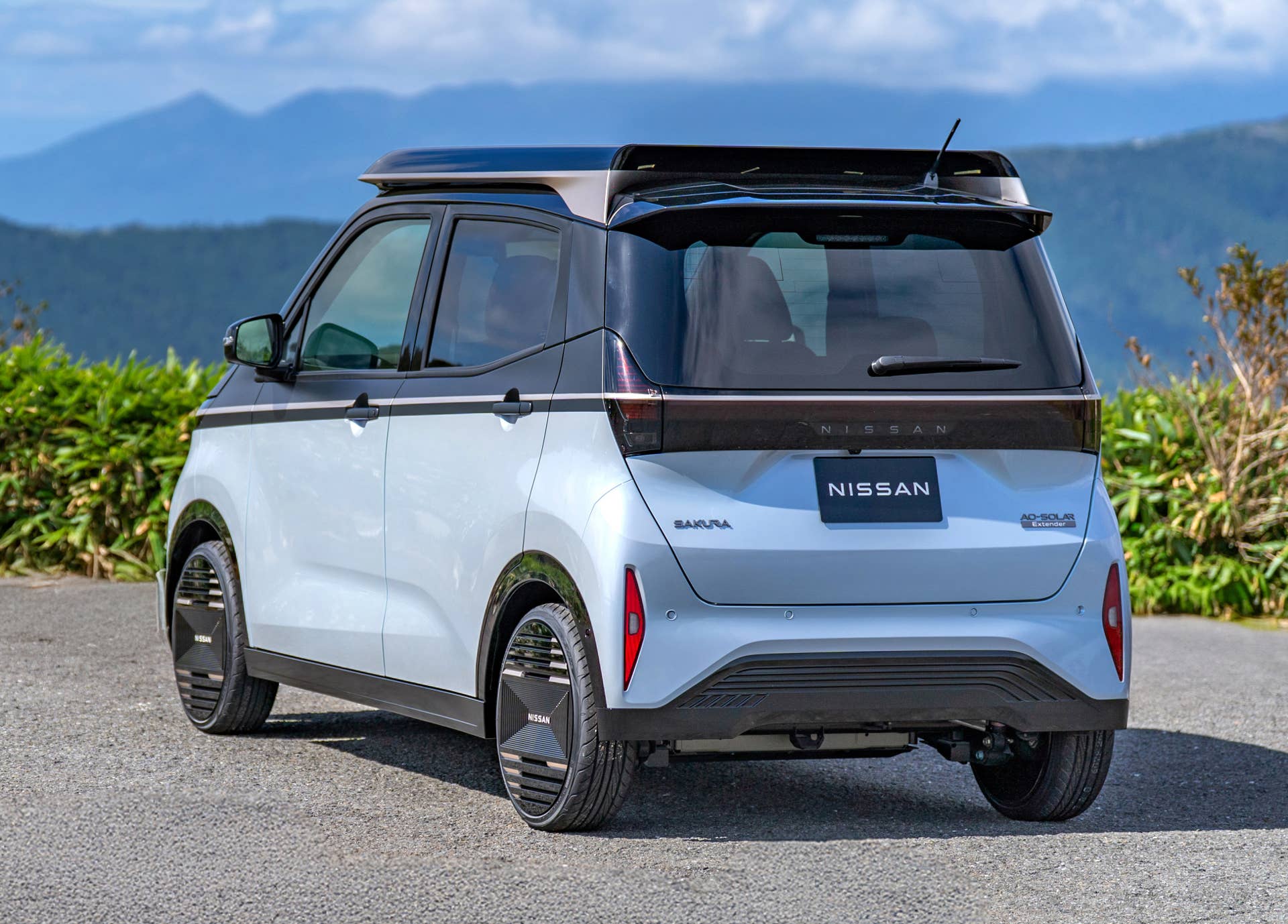Nissan Sakura EV Solar Power rear quarter