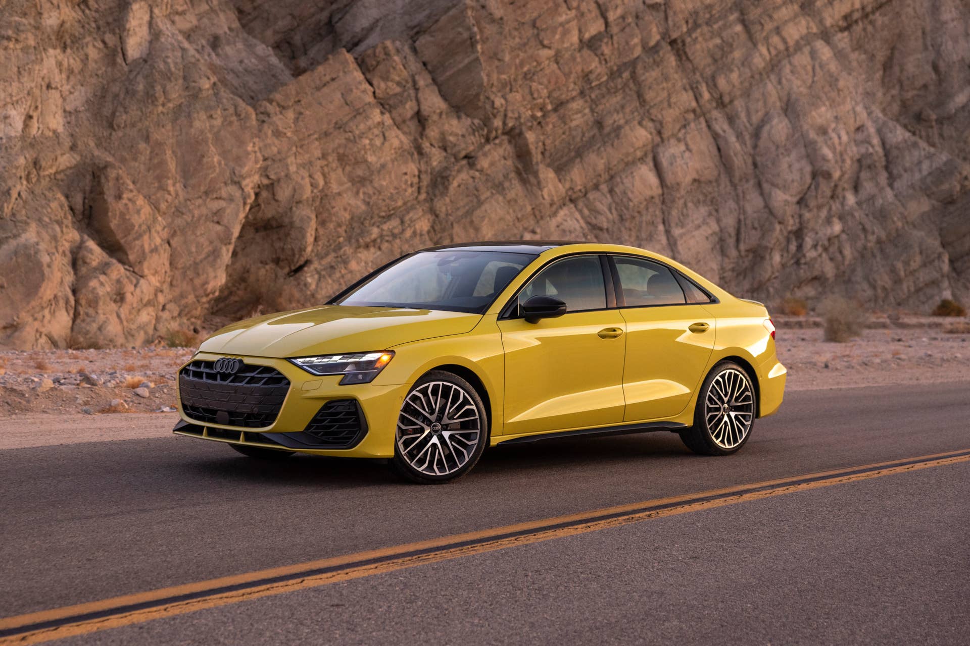 2025 Audi S3 yellow front angled view