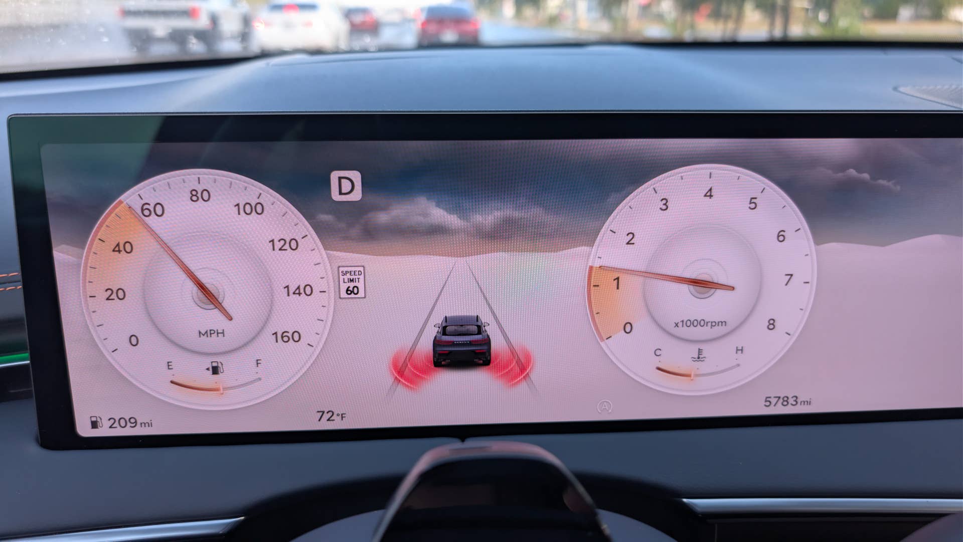 The radar system showing me there were cars to my left and to my right, coming up quickly