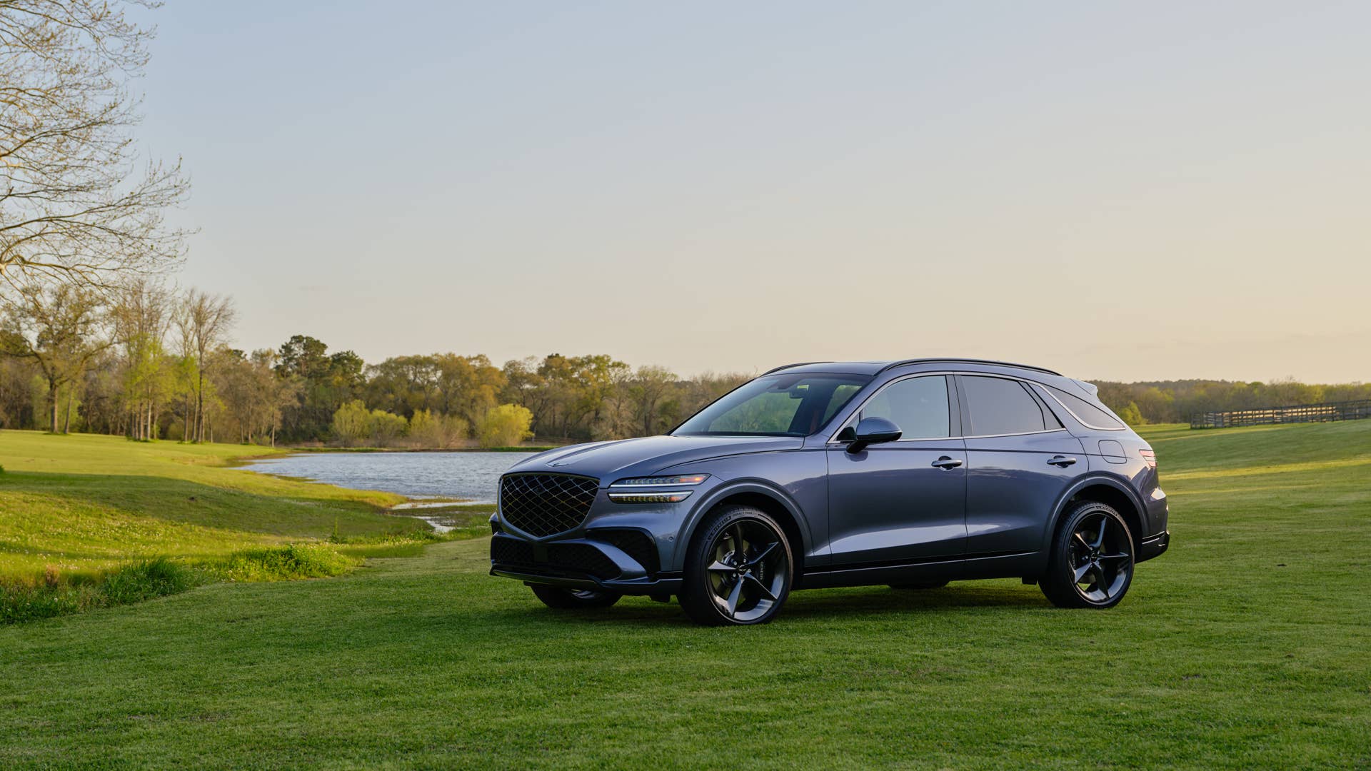 The 2026 Genesis GV70 parked on a lawn