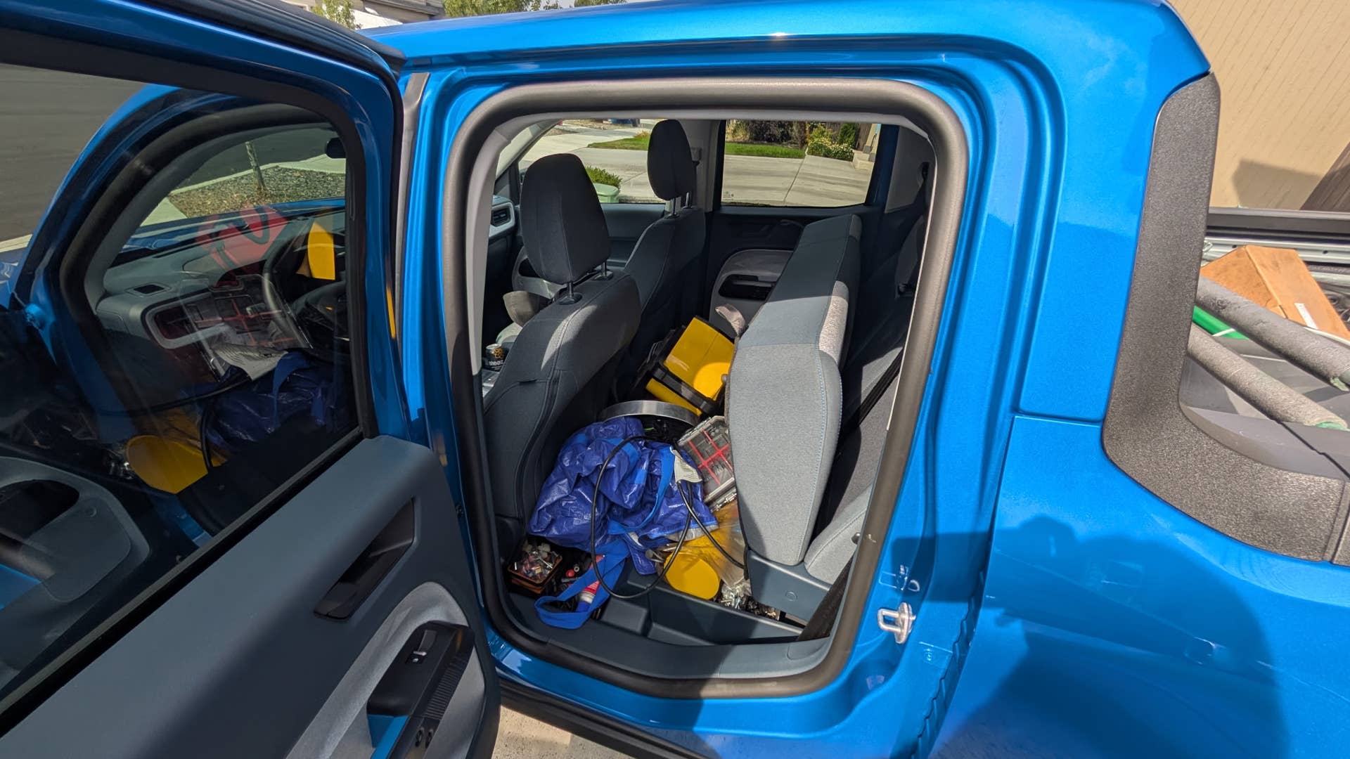 The rear seats of the 2025 Ford Maverick XLT AWD Hybrid