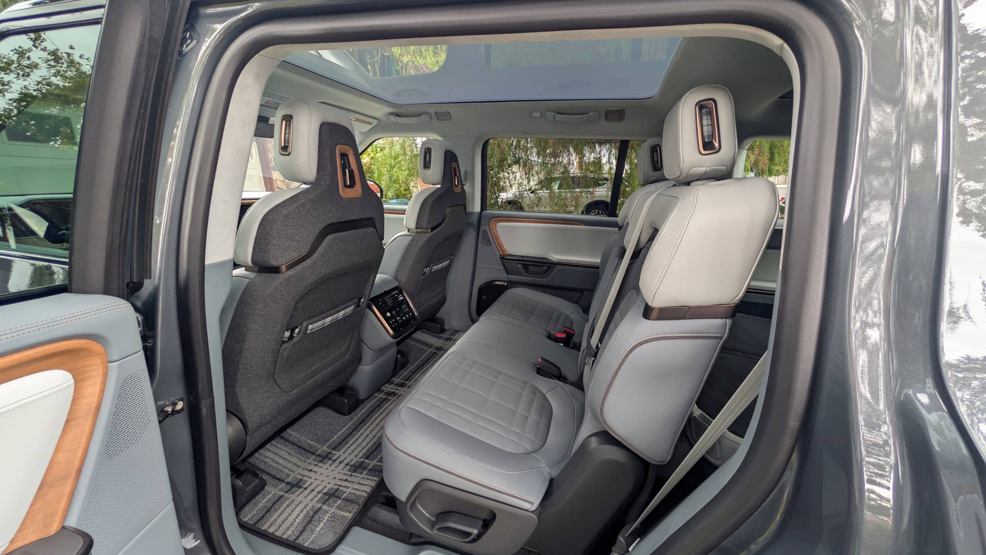 The rear seats of the Rivian R1S