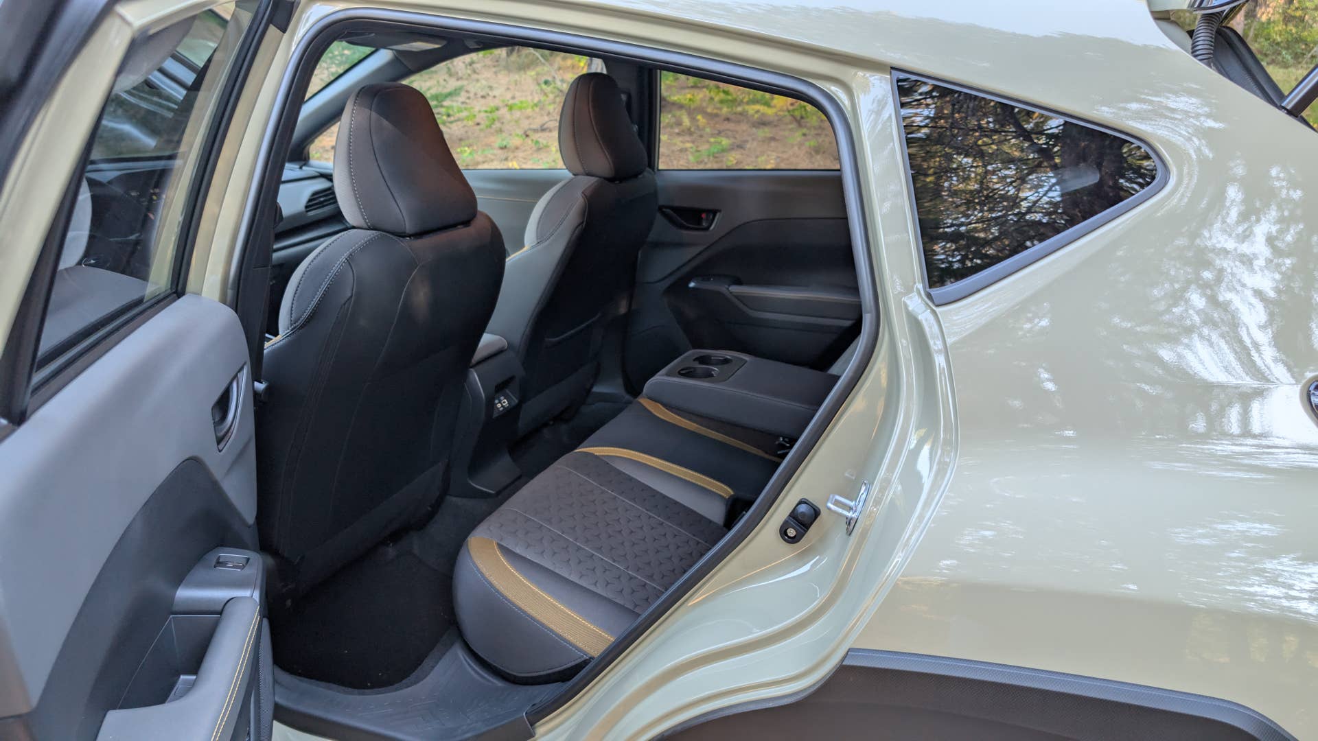 The rear seats of the 2026 Subaru Crosstrek Sport Hybrid