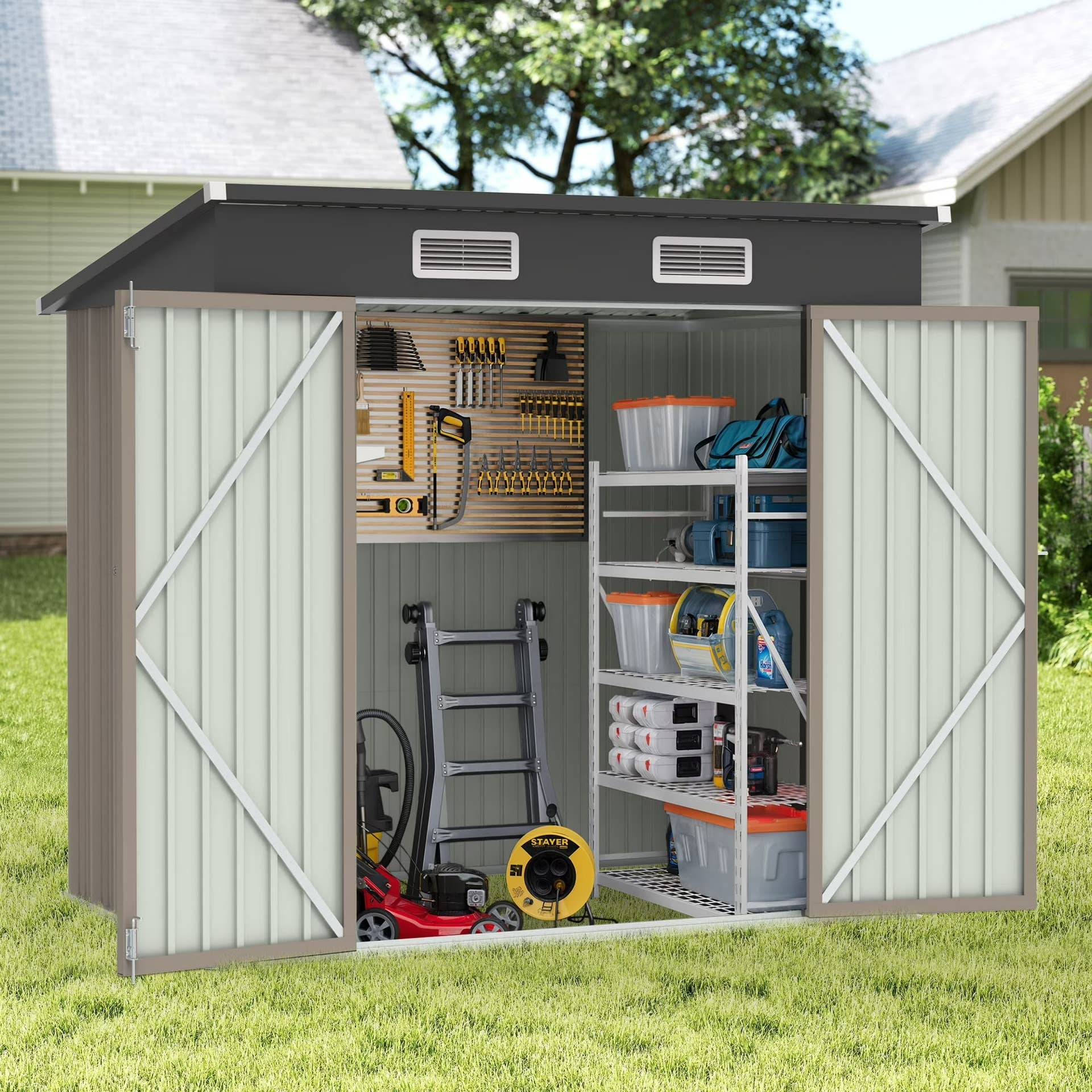 Enyopro 6-Foot by 4-Foot Metal Storage Shed