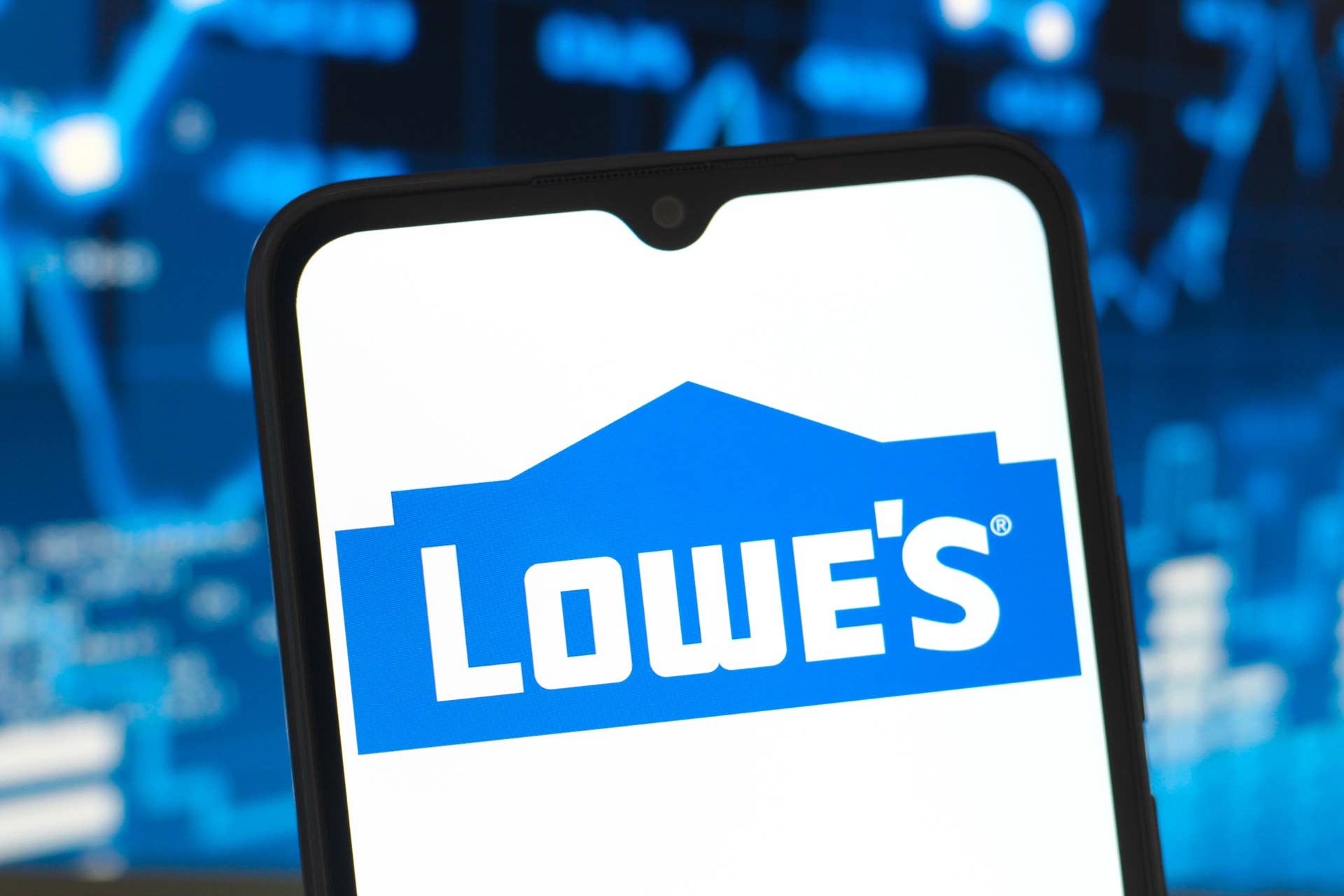 CANADA - 2025/01/19: In this photo illustration, the Lowe's Companies, Inc. logo is seen displayed on a smartphone screen. (Photo Illustration by Thomas Fuller/SOPA Images/LightRocket via Getty Images)