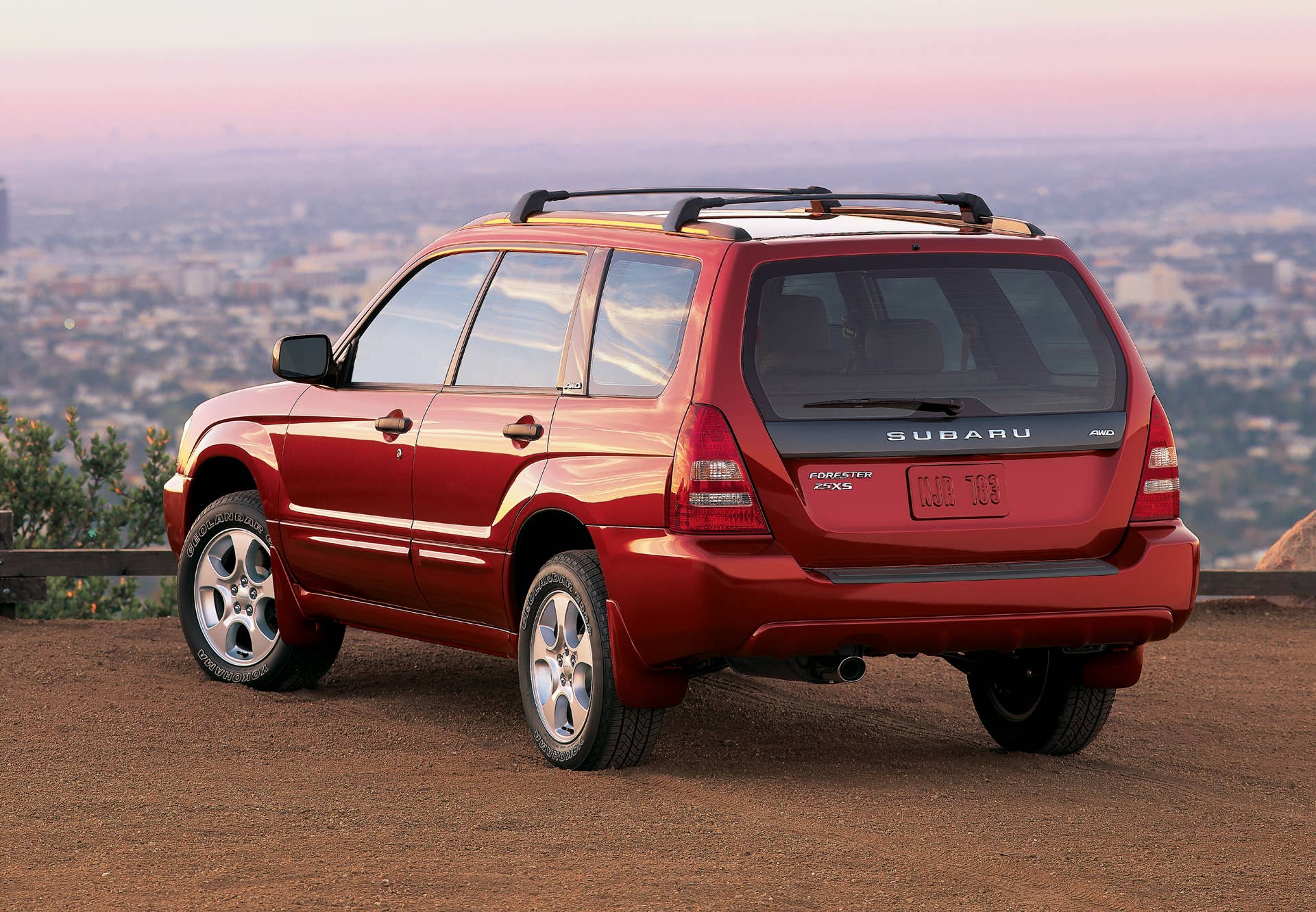 The rear quarter end of the 2003 Subaru Forester 2.5X