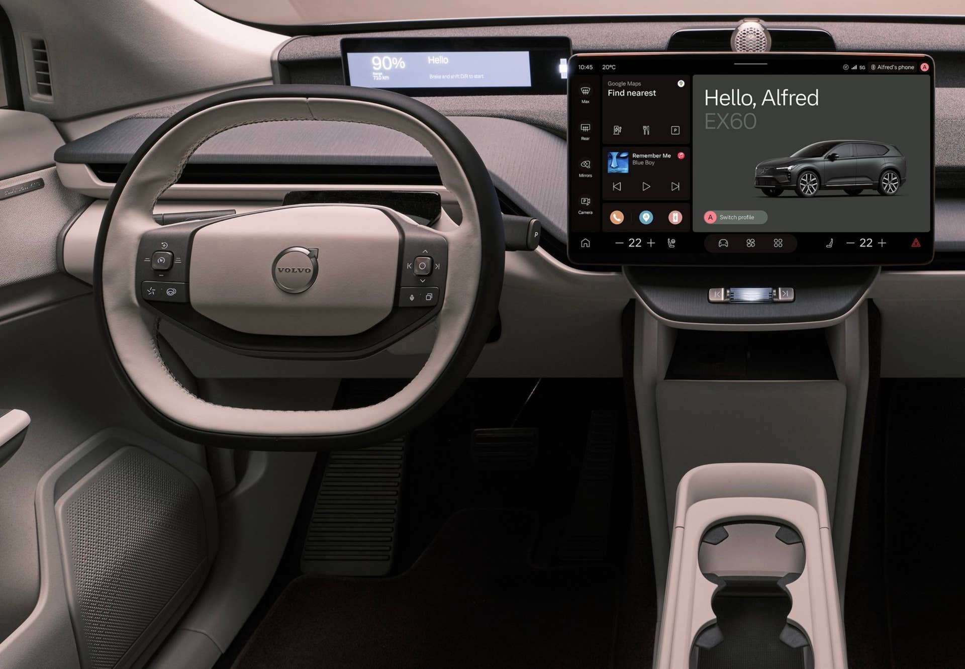 2027 Volvo EX60 beige interior driver area